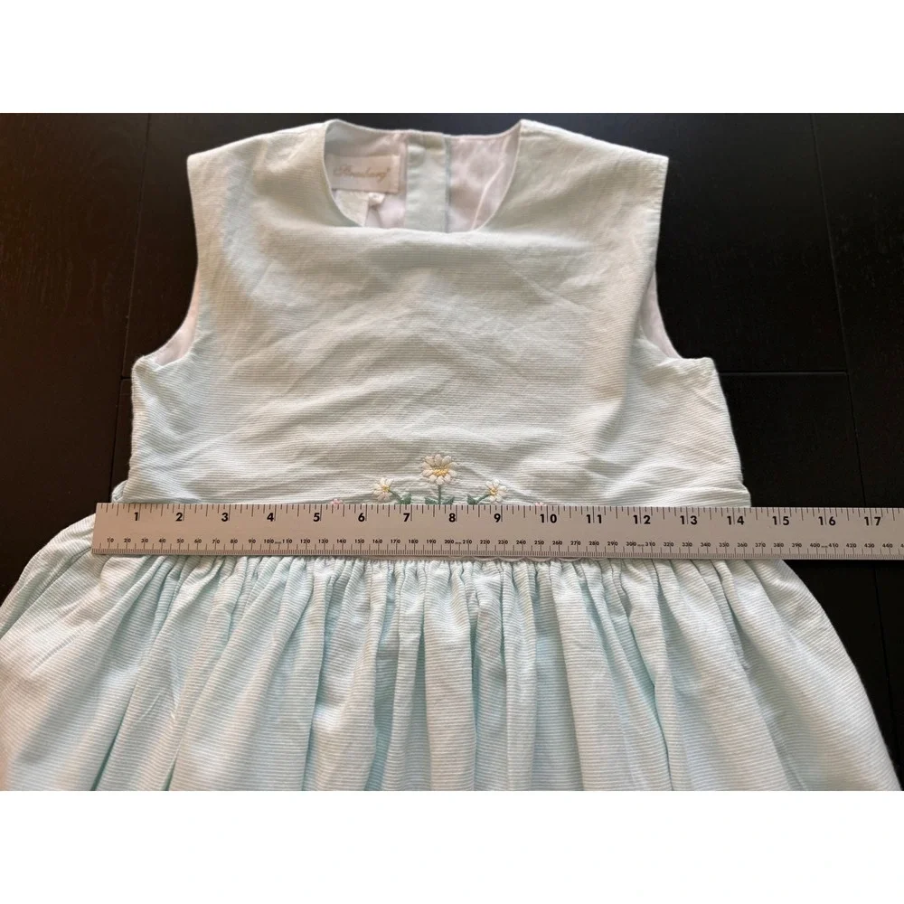 Strasburg Girls Embroidered Floral Dress Size 10 Mint Green Lined 100%‎ Cotton